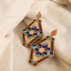 ARETES DIAMANTE 3D COLOR TIERRA Y AGUA